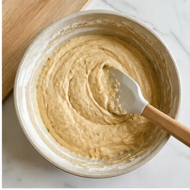 Step 2: Stirring the one-bowl batter with a spatula until just combined
