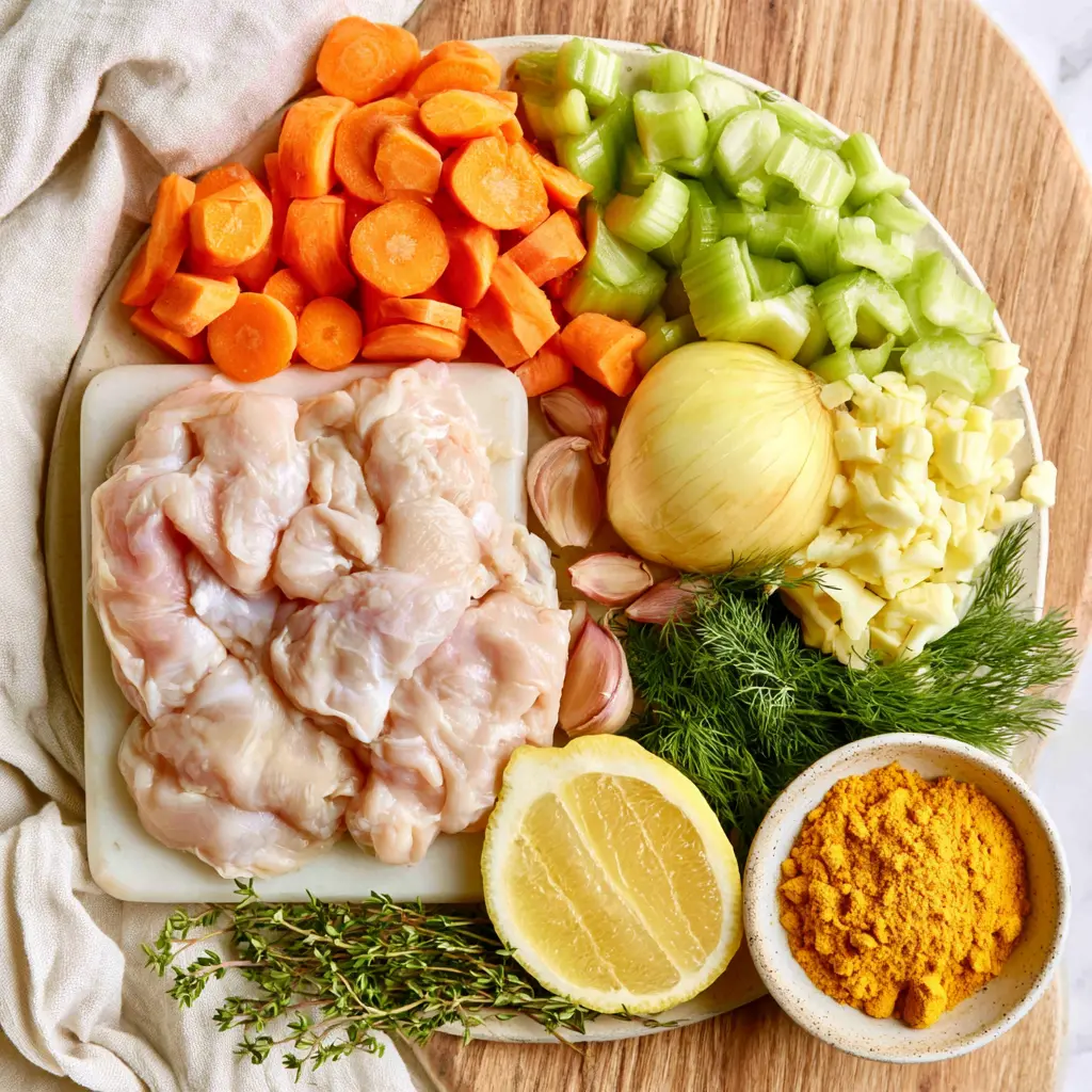 healthy chicken soup - main ingredients
