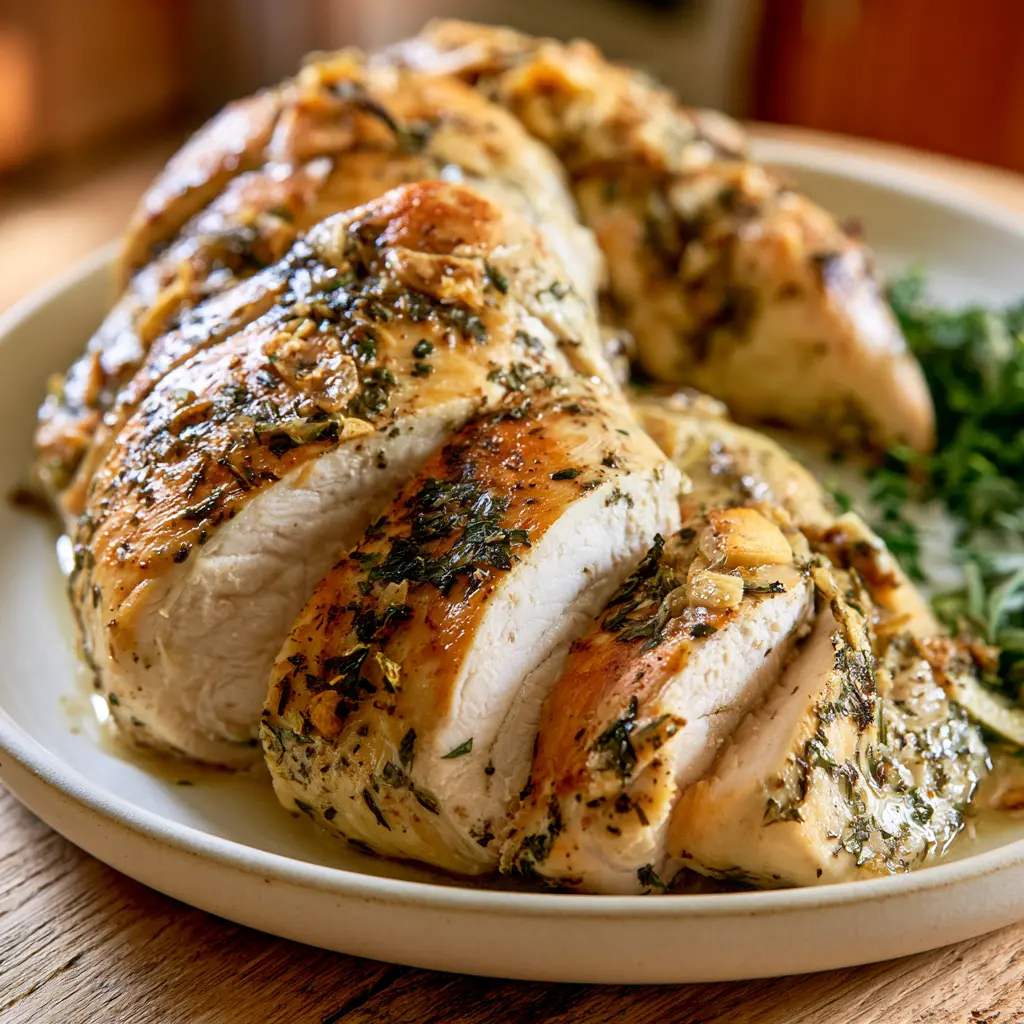 instant pot frozen garlic herb chicken breasts - final presentation