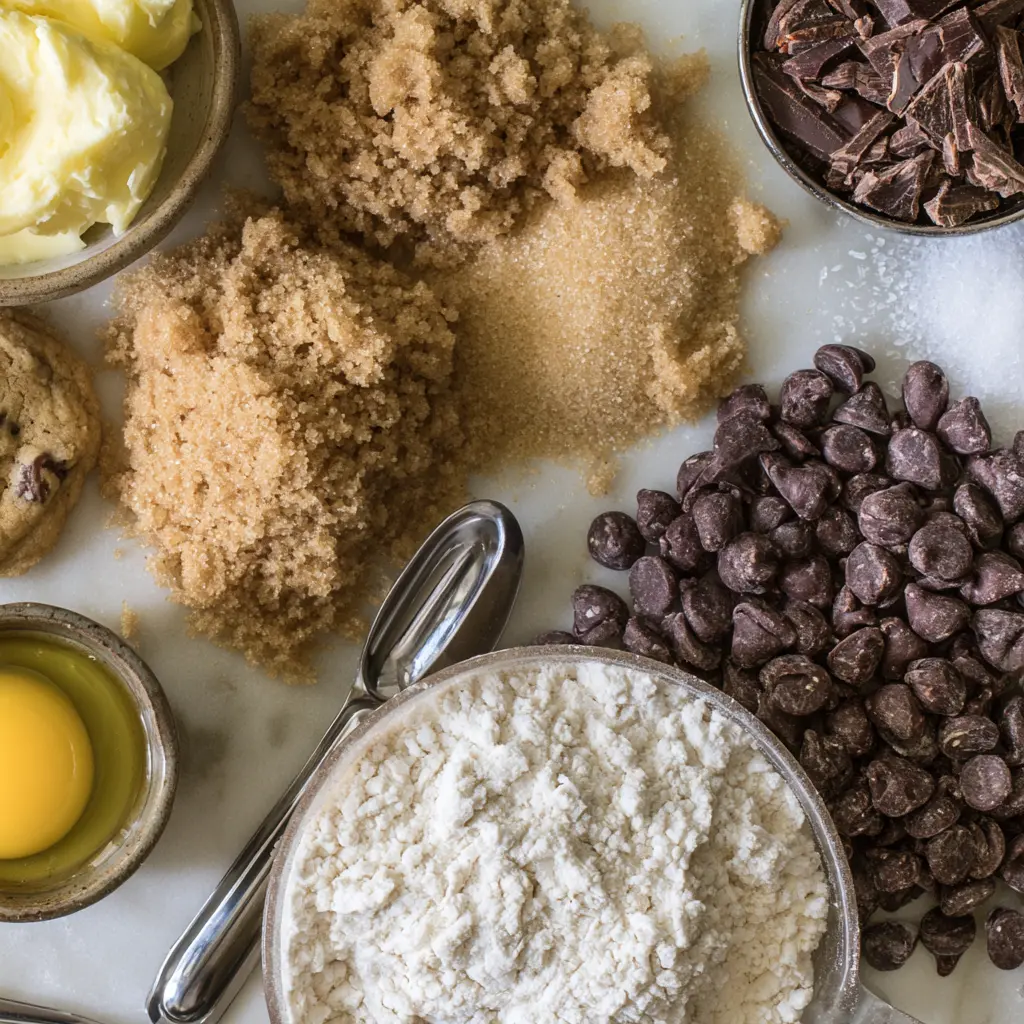 smallbatch chocolate chip cookies - main ingredients