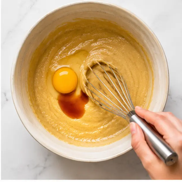 Step 2: Add egg yolk and vanilla