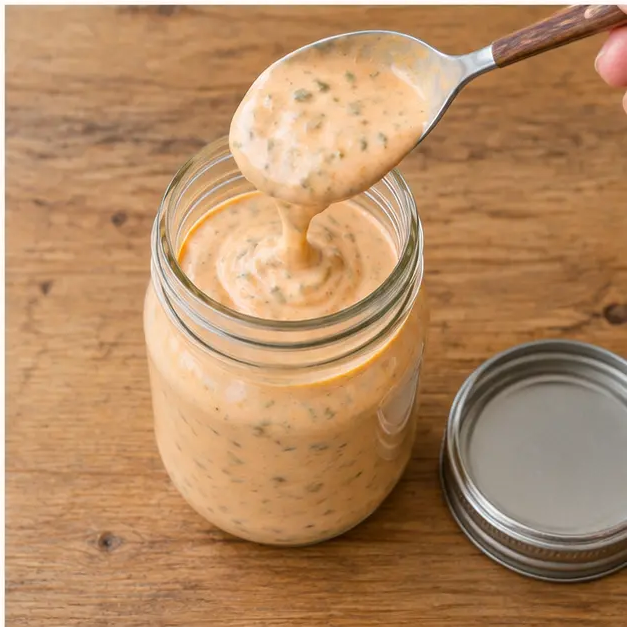 Step 4: Spoon into a glass Mason jar and chill 1 to 2 hours so the flavors meld